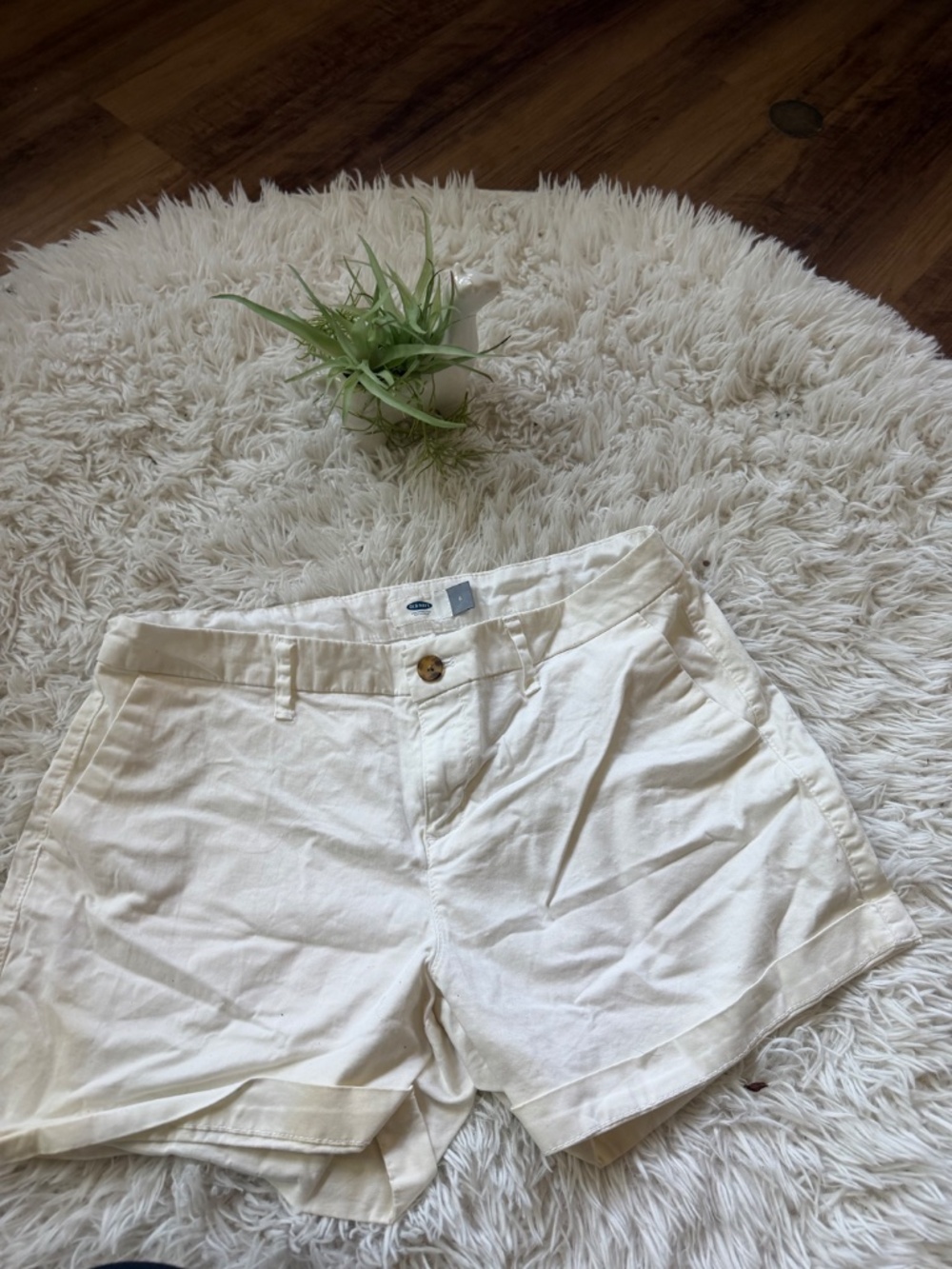 Off-white Old Navy Off-White Women's Bermuda summer spring pocketed Shorts short - Picture 2 of 5